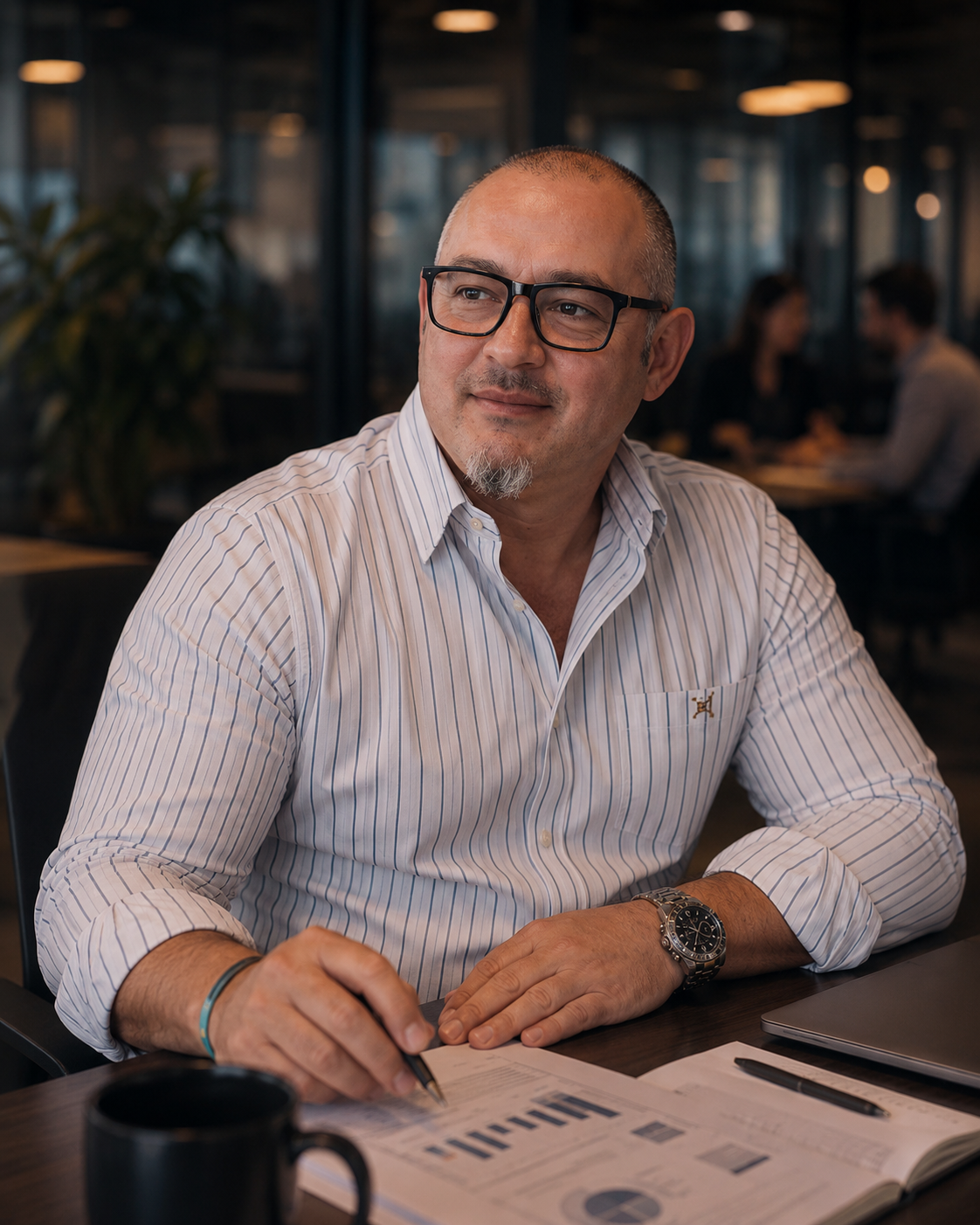 Gleidson L. Ferreira diante da mesa de trabalho